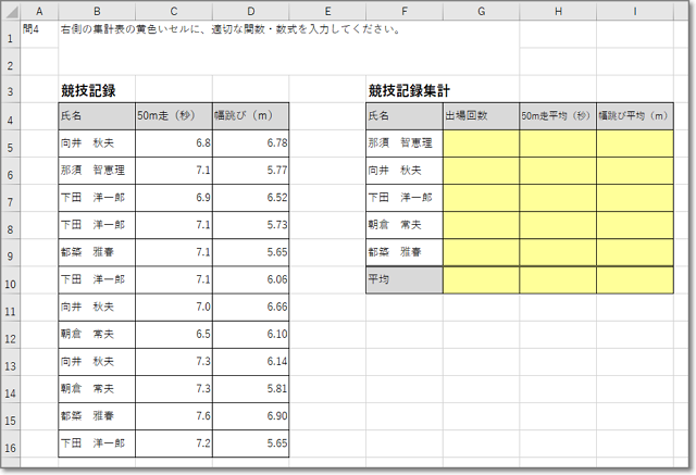 エクセル採用試験の練習 ２ 今日のどーじょー主